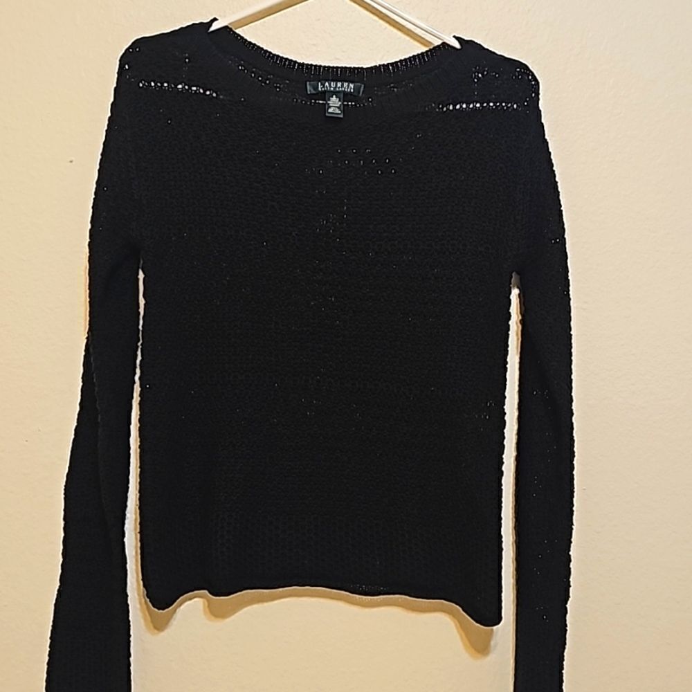 -‎ Lauren Ralph Lauren Crochet Women's Black Sweater small